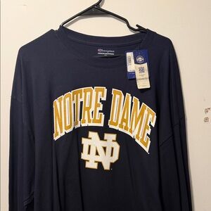 Champion Navy Notre Dame Long Sleeve Shirt